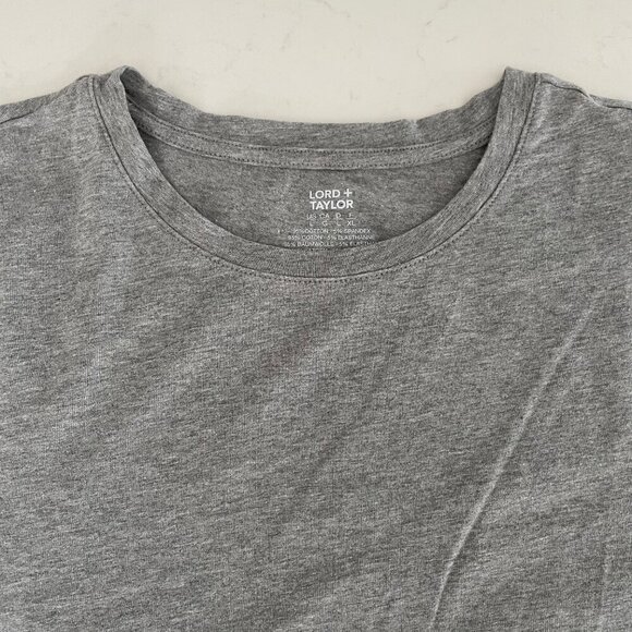 Lord + Taylor Casual SS Crew Neck Cotton Elastane T Shirt Top Grey Sz L NWOT - Picture 4 of 10